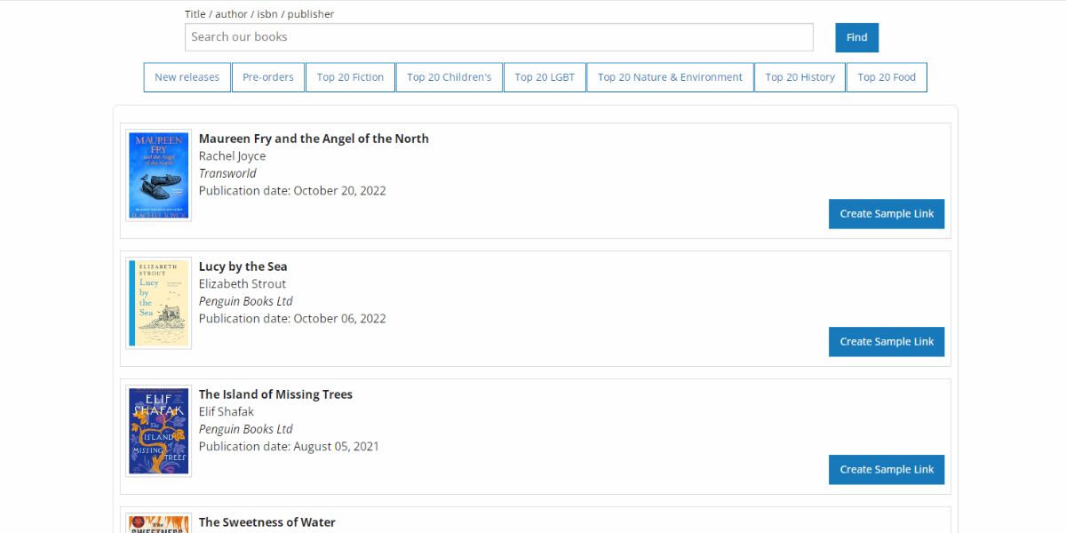 Screenshot of the Jellybooks Bookshop Portal.
