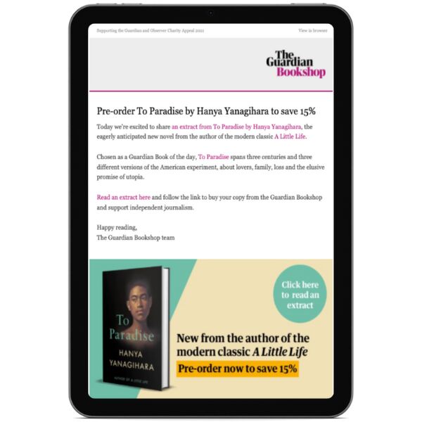 screenshot of a Guardian Bookshop email newsletter containing sample links